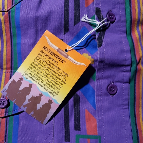 Vintage Wrangler Aztec Button Shirt XL DEADSTOCK - Picture 3 of 12